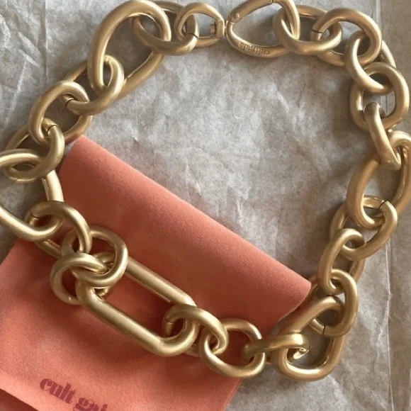 NWT Cult Gaia 14k gold chunky chain link necklace - Picture 1 of 8